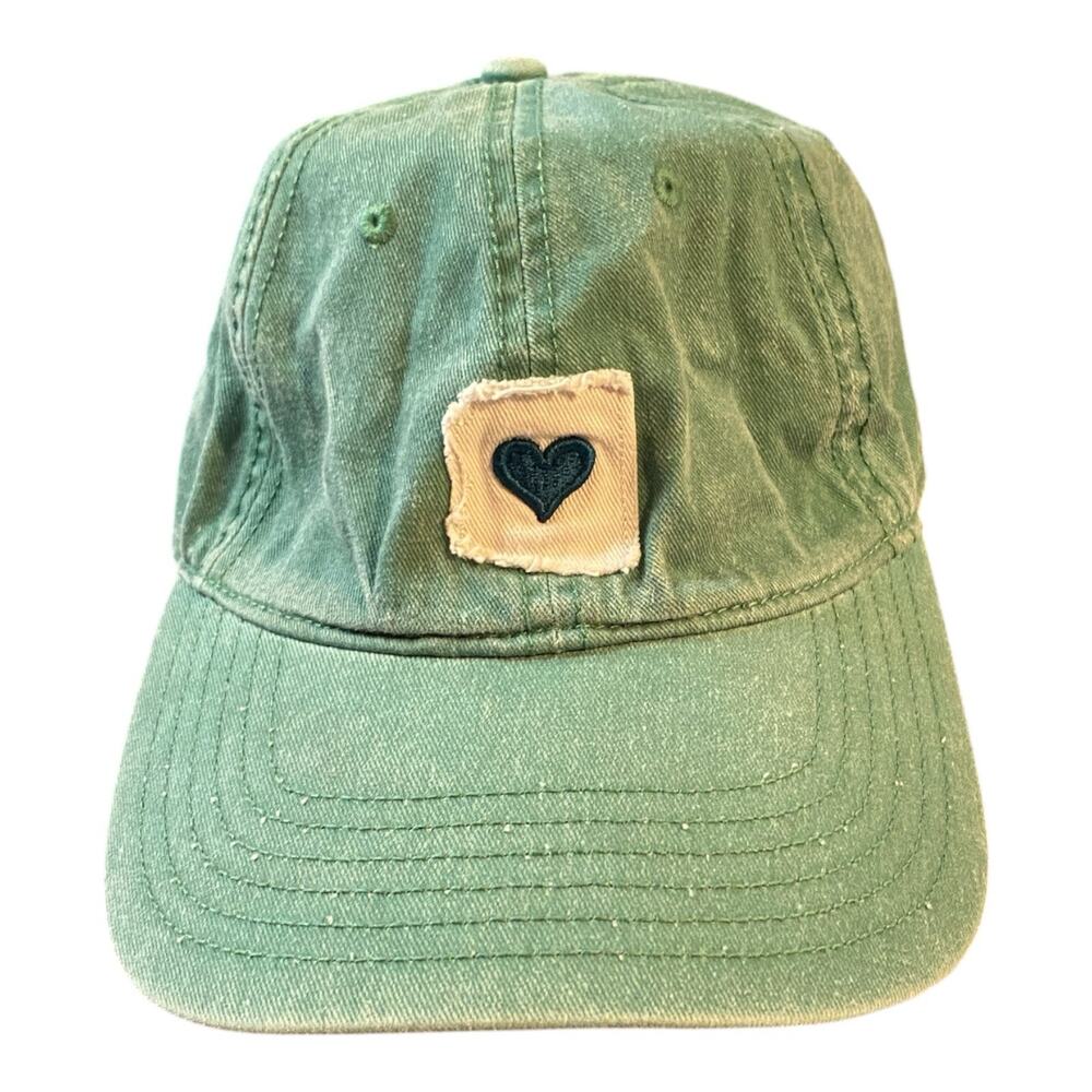 Heart in Arizona‎ Hat. Adjustable strap. Green With Blue Heart.